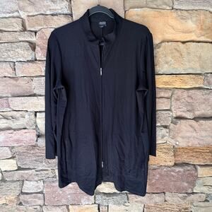 Eileen Fisher Full Zip Knit Petite L Viscose Womens Tunic Top Long Sleeve Jacket